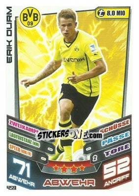 Sticker Erik Durm - German Fussball Bundesliga 2013-2014. Match Attax n. 459 - Topps