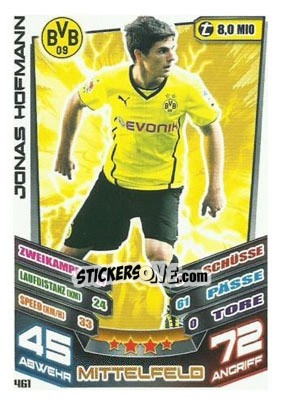 Sticker Jonas Hofmann - German Fussball Bundesliga 2013-2014. Match Attax n. 461 - Topps