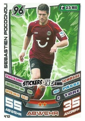 Sticker Sebastien Pocognoli - German Fussball Bundesliga 2013-2014. Match Attax - Topps