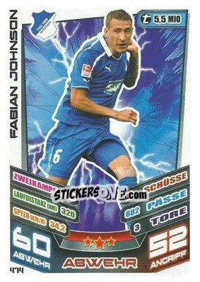Sticker Fabian Johnson - German Fussball Bundesliga 2013-2014. Match Attax n. 474 - Topps