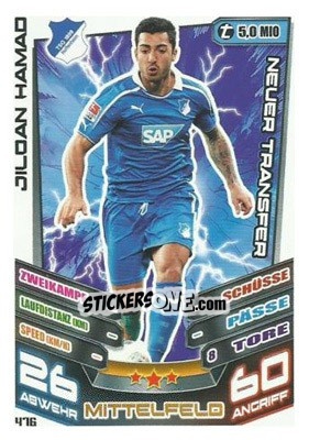 Sticker Jiloan Hamad - German Fussball Bundesliga 2013-2014. Match Attax n. 476 - Topps