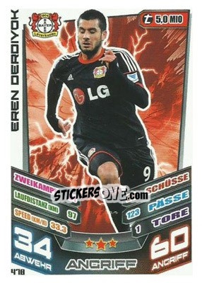 Sticker Eren Derdiyok - German Fussball Bundesliga 2013-2014. Match Attax n. 478 - Topps