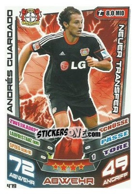 Sticker Andres Guardado - German Fussball Bundesliga 2013-2014. Match Attax n. 479 - Topps