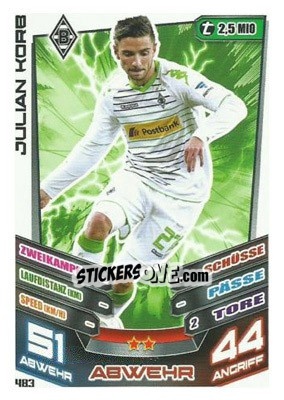 Cromo Julian Korb - German Fussball Bundesliga 2013-2014. Match Attax - Topps