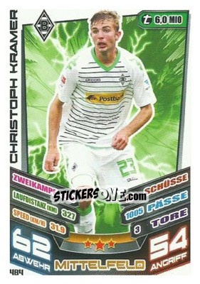 Cromo Christoph Kramer - German Fussball Bundesliga 2013-2014. Match Attax - Topps