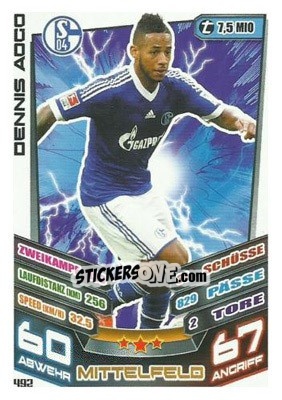 Sticker Dennis Aogo - German Fussball Bundesliga 2013-2014. Match Attax n. 492 - Topps