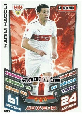 Sticker Karim Haggui - German Fussball Bundesliga 2013-2014. Match Attax n. 495 - Topps