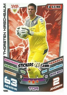 Sticker Thorsten Kirschbaum - German Fussball Bundesliga 2013-2014. Match Attax n. 496 - Topps