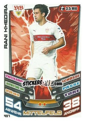 Sticker Rani Khedira - German Fussball Bundesliga 2013-2014. Match Attax n. 497 - Topps