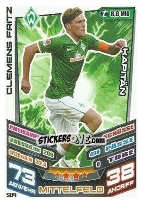 Cromo Clemens Fritz - German Fussball Bundesliga 2013-2014. Match Attax - Topps