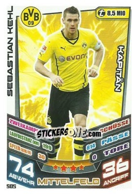 Sticker Sebastian Kehl - German Fussball Bundesliga 2013-2014. Match Attax - Topps
