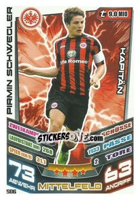 Sticker Pirmin Schwegler - German Fussball Bundesliga 2013-2014. Match Attax n. 506 - Topps