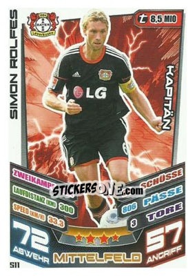 Sticker Simon Rolfes - German Fussball Bundesliga 2013-2014. Match Attax - Topps