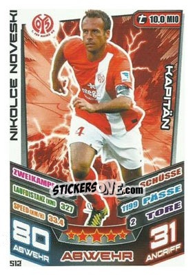 Cromo Nikolce Noveski - German Fussball Bundesliga 2013-2014. Match Attax - Topps