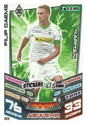 Sticker Filip Daems - German Fussball Bundesliga 2013-2014. Match Attax - Topps