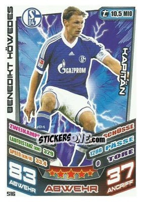 Sticker Benedikt Höwedes - German Fussball Bundesliga 2013-2014. Match Attax n. 516 - Topps