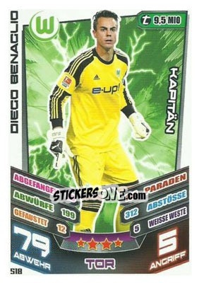Sticker Diego Benaglio - German Fussball Bundesliga 2013-2014. Match Attax n. 518 - Topps