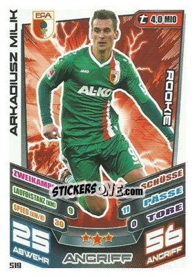 Sticker Arkadiusz Milik - German Fussball Bundesliga 2013-2014. Match Attax n. 519 - Topps