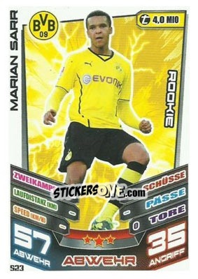 Cromo Marian Sarr - German Fussball Bundesliga 2013-2014. Match Attax - Topps