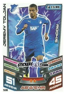 Sticker Jeremy Toljan - German Fussball Bundesliga 2013-2014. Match Attax - Topps