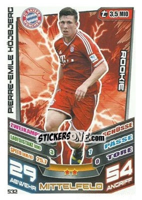 Sticker Pierre-Emile Höjbjerg - German Fussball Bundesliga 2013-2014. Match Attax n. 532 - Topps