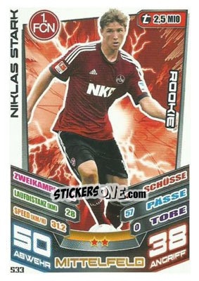 Sticker Niklas Stark - German Fussball Bundesliga 2013-2014. Match Attax n. 533 - Topps