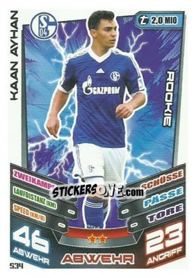Sticker Kaan Ayhan - German Fussball Bundesliga 2013-2014. Match Attax n. 534 - Topps