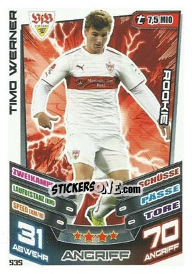 Sticker Timo Werner - German Fussball Bundesliga 2013-2014. Match Attax - Topps