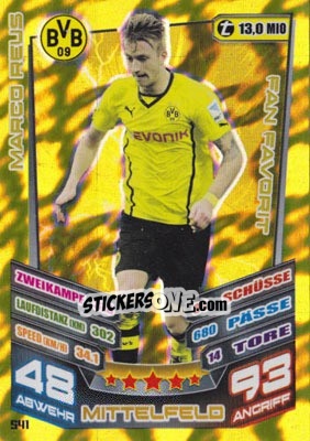 Sticker Marco Reus - German Fussball Bundesliga 2013-2014. Match Attax n. 541 - Topps