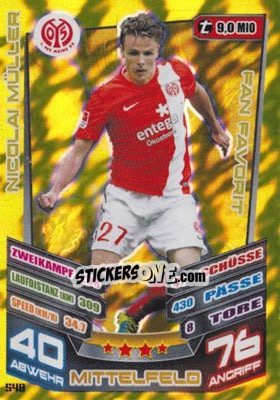 Sticker Nicolai Müller - German Fussball Bundesliga 2013-2014. Match Attax n. 548 - Topps
