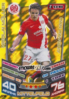 Cromo Nicolai Müller - German Fussball Bundesliga 2013-2014. Match Attax - Topps