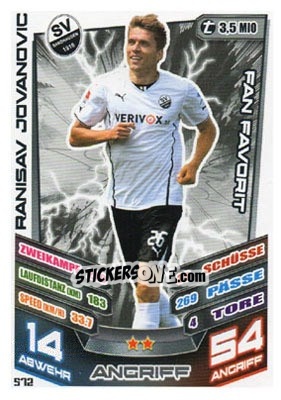 Sticker Ranisav Jovanovic - German Fussball Bundesliga 2013-2014. Match Attax - Topps