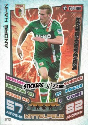 Sticker André Hahn - German Fussball Bundesliga 2013-2014. Match Attax n. 573 - Topps