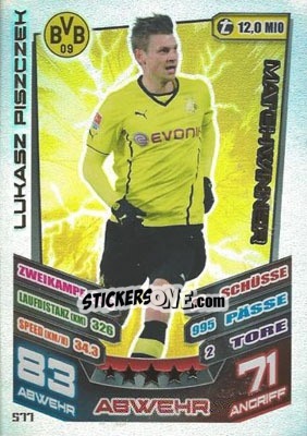 Sticker Lukasz Piszczek - German Fussball Bundesliga 2013-2014. Match Attax - Topps