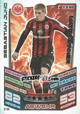 Cromo Sebastian Jung - German Fussball Bundesliga 2013-2014. Match Attax - Topps