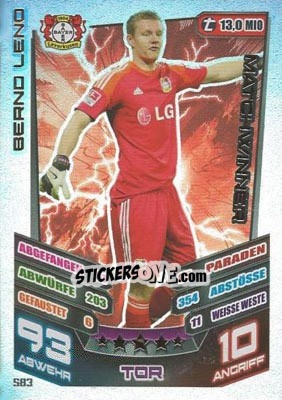 Sticker Bernd Leno - German Fussball Bundesliga 2013-2014. Match Attax - Topps