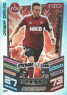 Sticker Josip Drmic - German Fussball Bundesliga 2013-2014. Match Attax n. 587 - Topps