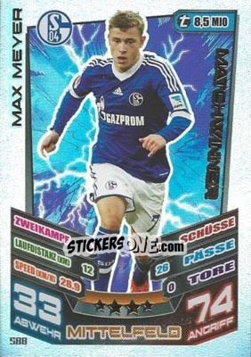 Sticker Max Meyer - German Fussball Bundesliga 2013-2014. Match Attax n. 588 - Topps