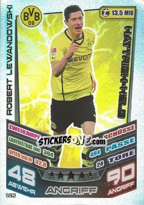 Sticker Robert Lewandowski - German Fussball Bundesliga 2013-2014. Match Attax n. 592 - Topps