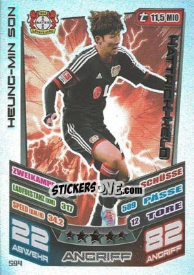 Sticker Heung-Min Son - German Fussball Bundesliga 2013-2014. Match Attax n. 594 - Topps