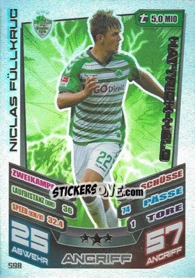 Sticker Niclas Füllkrug - German Fussball Bundesliga 2013-2014. Match Attax n. 598 - Topps