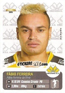 Sticker Fábio Ferreira - Campeonato Brasileiro 2013 - Panini