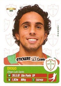 Sticker Diogo - Campeonato Brasileiro 2013 n. 254 - Panini