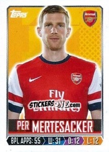 Sticker Per Mertesacker - Premier League Inglese 2013-2014 n. 9 - Topps