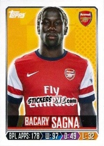 Figurina Bacary Sagna - Premier League Inglese 2013-2014 - Topps