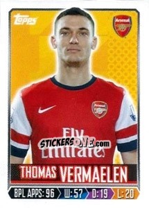 Sticker Thomas Vermaelen - Premier League Inglese 2013-2014 - Topps