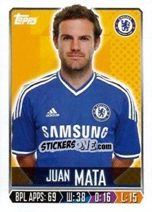 Sticker Juan Mata - Premier League Inglese 2013-2014 - Topps