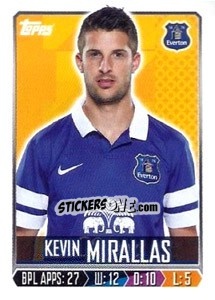 Figurina Kevin Mirallas - Premier League Inglese 2013-2014 - Topps