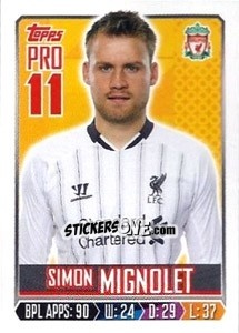 Figurina Simon Mignolet - Premier League Inglese 2013-2014 - Topps