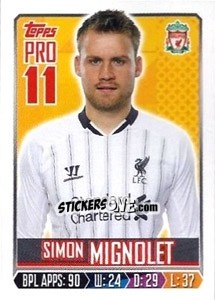Sticker Simon Mignolet - Premier League Inglese 2013-2014 n. 135 - Topps